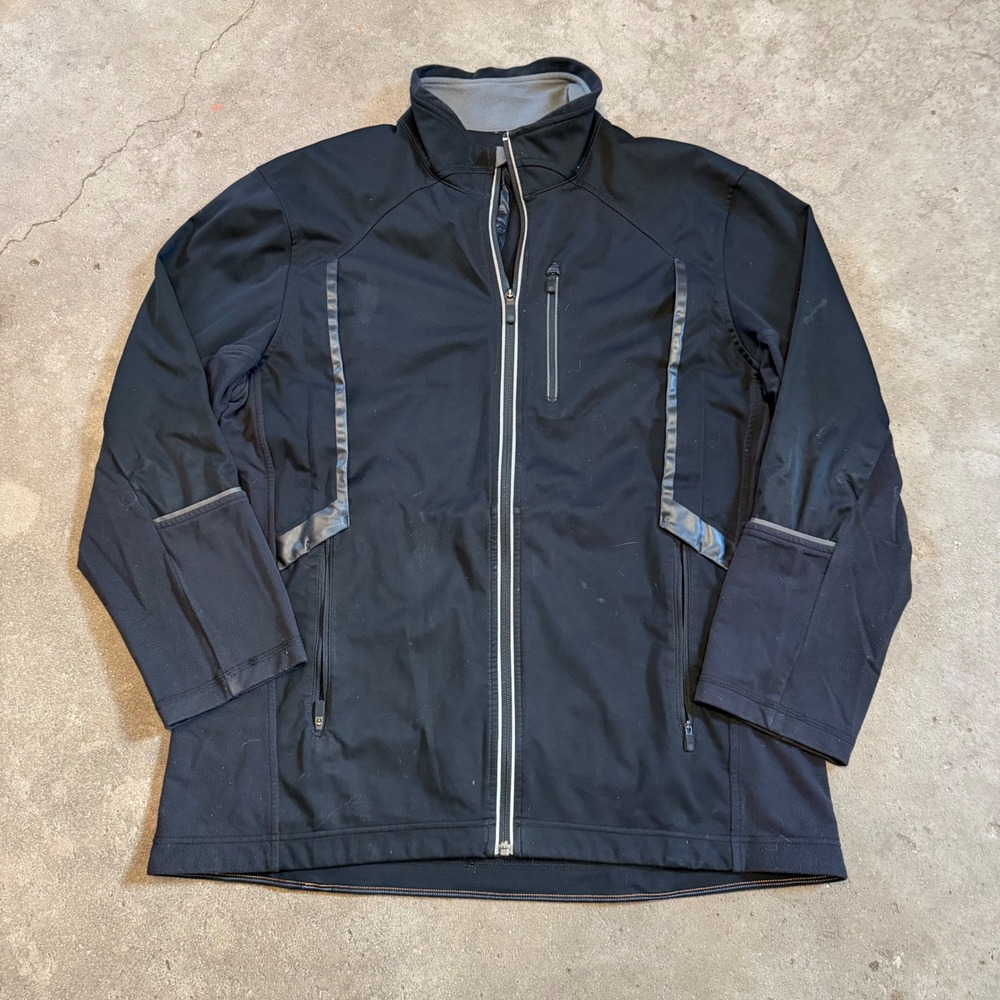 Lululemon Softshell Jacket Men XL Black Full Zip Reflective Activewear Running